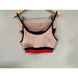 NWOT Amazon Women's L Fashion Color Contrast Swimsuit Top Bottoms High Waist S